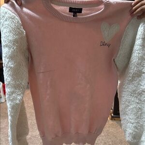 DKNY Soft Pink and Cream Heart Sweater